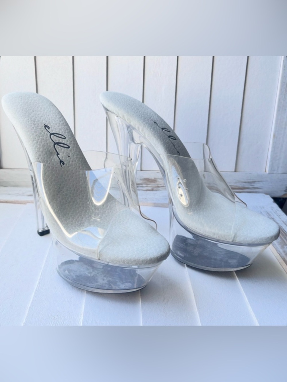 New Clear PVC Platform Heels - White Insole